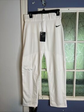 Nike boys xl  White Baseball Pants with Black Swoosh Accent NWt